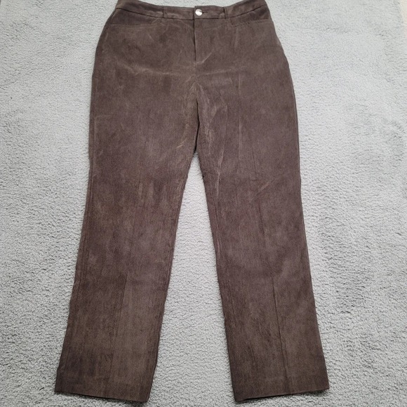 Christopher Banks Pants Womens 14 Brown Corduroy Flat Front Casual Pockets - Picture 1 of 14